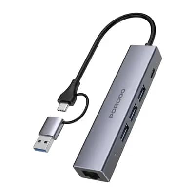 Փոխադրիչ Porodo 5-IN-1 Multi-Port Hub PD Charging & 5Gbps Transfer Rate PDIHRJ51