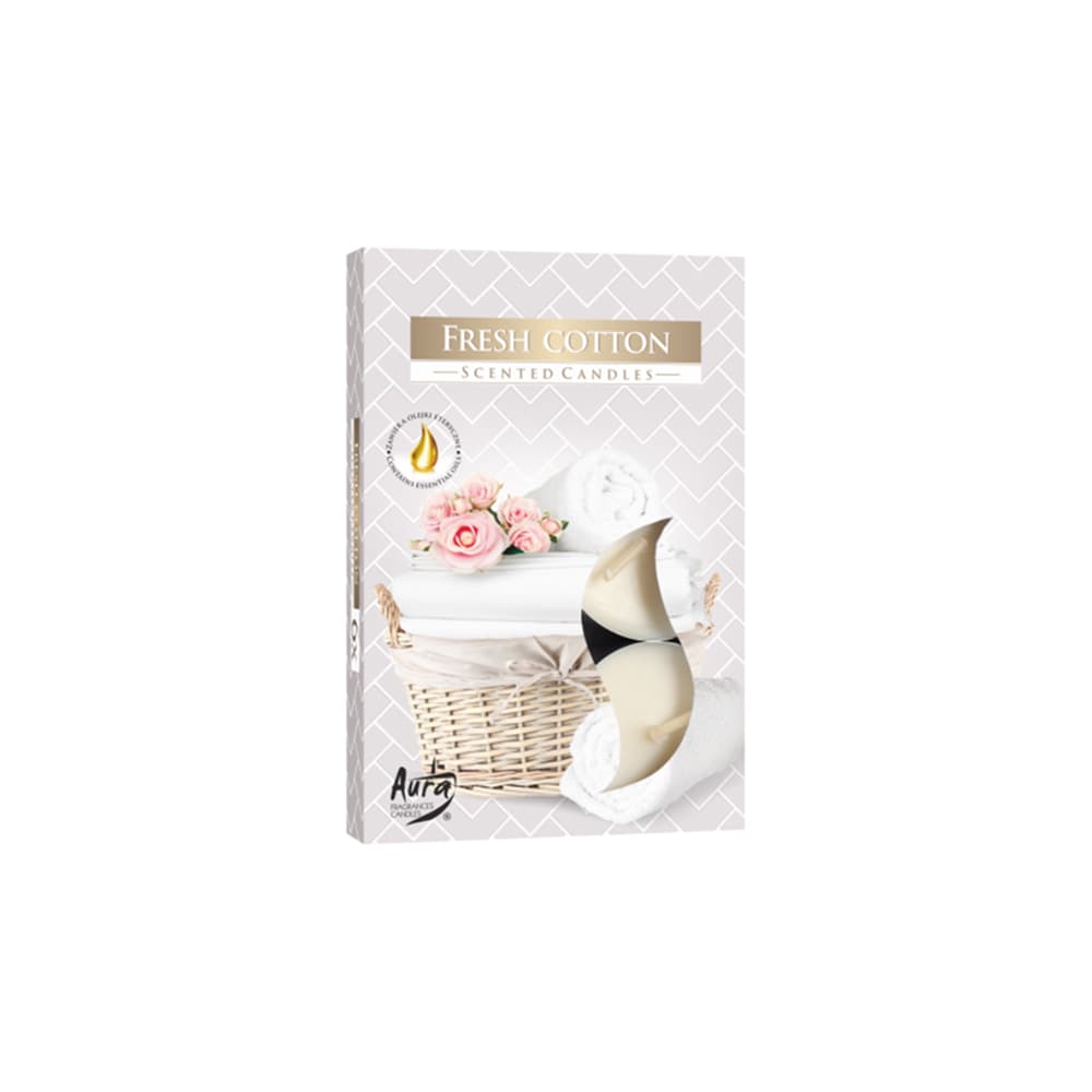 AURA Candles Փոքրիկ բուրավետ մոմեր “Fresh Cotton”(6 հատ)
