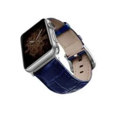 iWatch Watch Belt 42mm/44mm Viva Madrid Montre Crox Leather Strap (Blue)