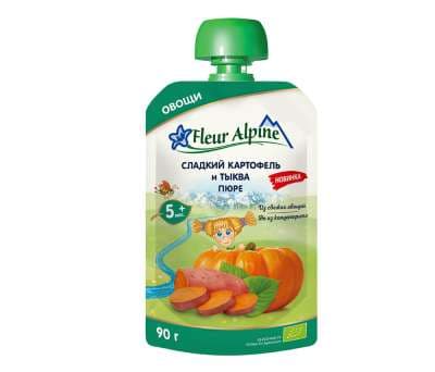 Մանկական խյուս «Fleur Alpine» Քաղցր կարտոֆիլ և դդում, 5 ամսականից